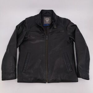Vince Camuto Mens M Black Genuine Leather Cafe Racer Moto Jacket 3M Thinsulate